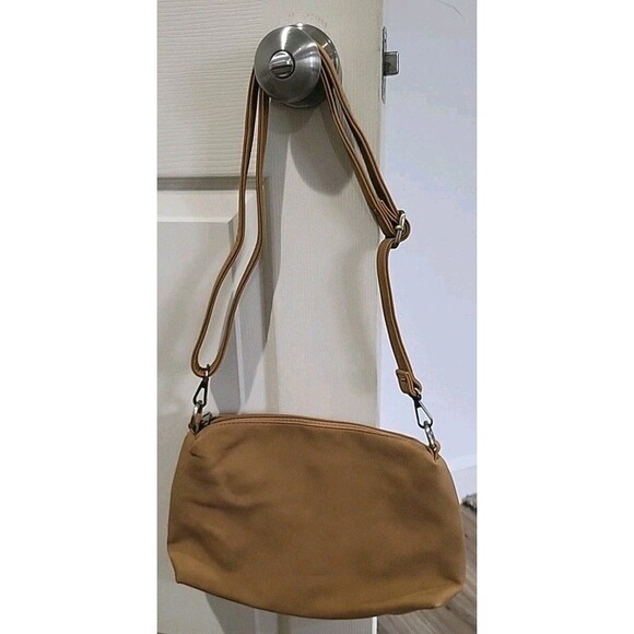 Joy Susan Shoulder Bag Purse 12"x9" Tan Soft Faux Suede, FloraL Lining - NWOT - Picture 2 of 10